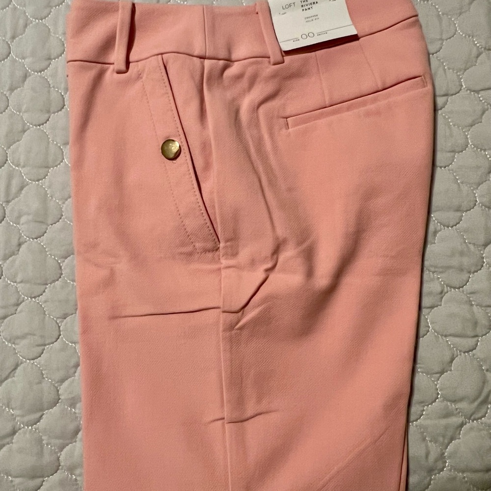 LOFT Blush Pink Riviera Pants with Gold Button